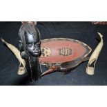 Tribal Art - a pair of cattle horn carvings,