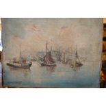 Tom Wilkinson (20th century) Boats in the Harbour signed, oil on canvas,