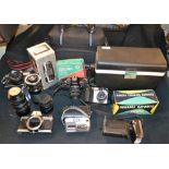 Photographic Equipment - a Praktica PLC3 camera; a Helios Autozoom lens; an Osawa 75mm-150mm lens;