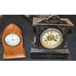 A 20th century pointed arched mantel clock;