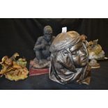 A Frith Sculptures bronzed bust, Eleanor; an Aynsley Master Craft model, The Otters; another,