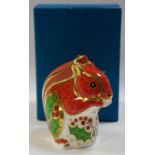 A Royal Crown Derby paperweight, Christmas Squirrel, gold stopper,