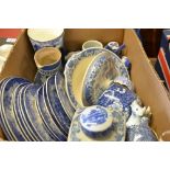 Ceramics - a Ringtons blue and white transfer printed caddy jar and cover;