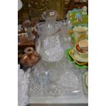 Glassware - a pair of cut glass decanters,