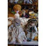 Leonardo Collector's doll; others; ywo mohair teddy bears; a child's learning abacus;