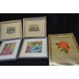 Pictures and prints - a pair batik floral pictures, Henderson Leroy Reece,