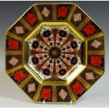 A Royal Crown Derby 1128 gold band octagonal plate