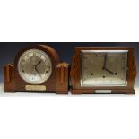 An Art Deco oak mantel clock by G.A.