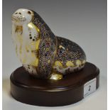 A Royal Crown Derby paperweight, Russian Walrus, printed mark, certificate 746/1500,