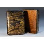A Japanese lacquer rectangular box and cover,