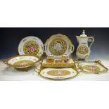 A Limoge coffee pot, gallery tray with gilded border,