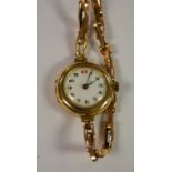 An Edwardian 9ct gold cased bracelet watch, 9ct gold strap, import marks Glasgow, 1923,