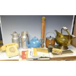 Boxes and Objects - a trench art artillery shell case as a dish; coins and banknotes;
