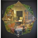 An Art Deco style wall mirror, tinted glass,