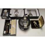 Watches - a 9ct gold cased Titus Geneve non magnetic wrist watch, black dial, Arabic numerals,