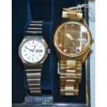 A gentleman's Seiko 3003 wristwatch, facet cut glass; a Seiko S3 stainless steel wristwatch,
