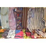Textiles - scarves, a woollen School scarf; Orla Kiely Viyella; Jacqmar; Lanvin,