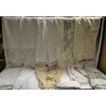 Textiles - table linen and lace including damask, embroidered and cutwork table cloths, napkins,