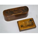 An early Victorian novelty rectangular cedar snuff box,