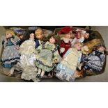 Collector's Dolls - assorted porcelain head dolls in 19th century dress Leonardo Collection; others,