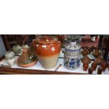 Kitchenalia - a stoneware cream crock/churn; stoneware tagines; ginger jars; a German Rumtopf;