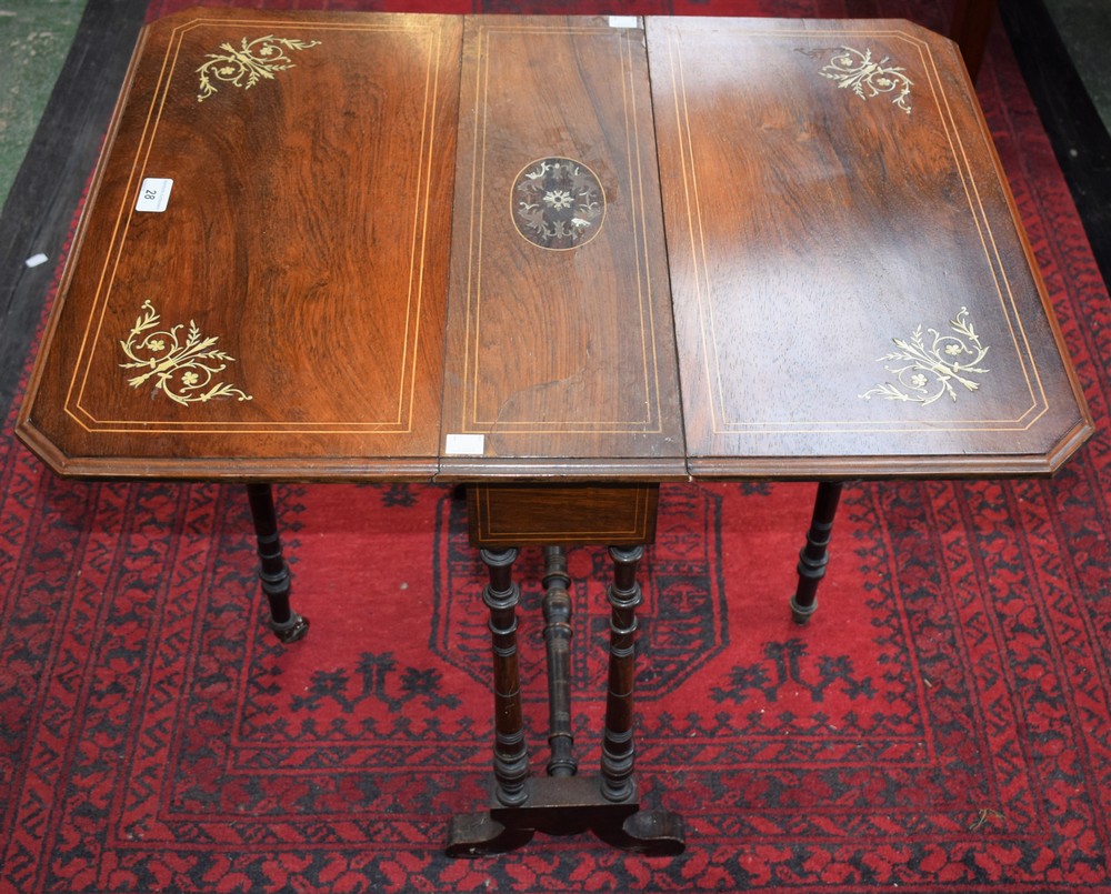 A 19th century rosewood and marquetry Sutherland table,