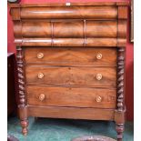 A Victorian flame mahogany Scotch chest,