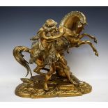 A large brass model, after The Marly Horse,