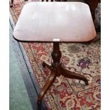 A 19th century mahogany wine/occasional table, rounded near square tilting top,