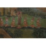 Sino-Tibetan School (19th century) Bodhisattva and Six Attendants, the semi-deity stands,