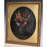 Camille Matisse Still Life, Flowers in a Vase signed, oil on canvas, inscribed oval mount,