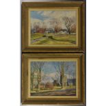 Anne Harcourt A Pair; New England in Fall signed, oils on canvas, 30.