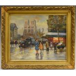 Continental School A Parisian Street Scene After Rain oil on canvas, 40.5cm x 50.