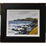 David Barnes Rocky Coastline signed to verso, oil on board,