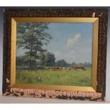 C. G. Walker Riverside Meadow with Cattle Grazing signed, oil on canvas, 38.