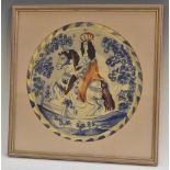 Continental School A Delft Plate Design, William of Orange watercolour, circular,