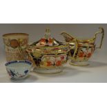 Ceramics - A Spode sucrier and cover; a Spode creamer;