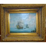 A gilt framed marine scene, print on canvas.