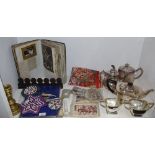 Boxes and Objects - two pestles; cue holder;ejector candlestick; scrapbook; Chinese temple plaque;