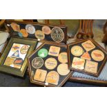 Breweryana - advertising - various framed beer mats