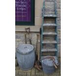 Salvage - a galvanized dolly tun with cover,