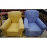 A near pair of Victorian armchairs