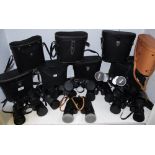 Binoculars - various including Zenith 10 x 50 Field 5.5, no.46485; another pair 7 x 50 field 7.1 no.