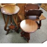 A modern mahogany and oak effect jardiniere stand; a modern mahogany effect serpentine coffee table;