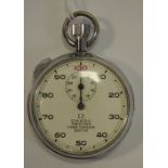 Omega - a stainless steel manual wind decimal stop watch, Prestons Timer Division Bolton c.