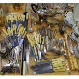 Silverplate - various 19th century Sheffield cutlery sets; silver plate three piece tea setting;