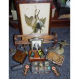 Boxes & Objects - an early 20th century oak book trough; early 20th century brass Corpus Christi,