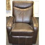 A Modern brown leather electric recliner arm chair.