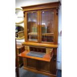 A Victorian mahogany secretaire bookcase, two glazed doors to top,