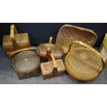 Assorted oriental rice baskets and other wickerwork items,